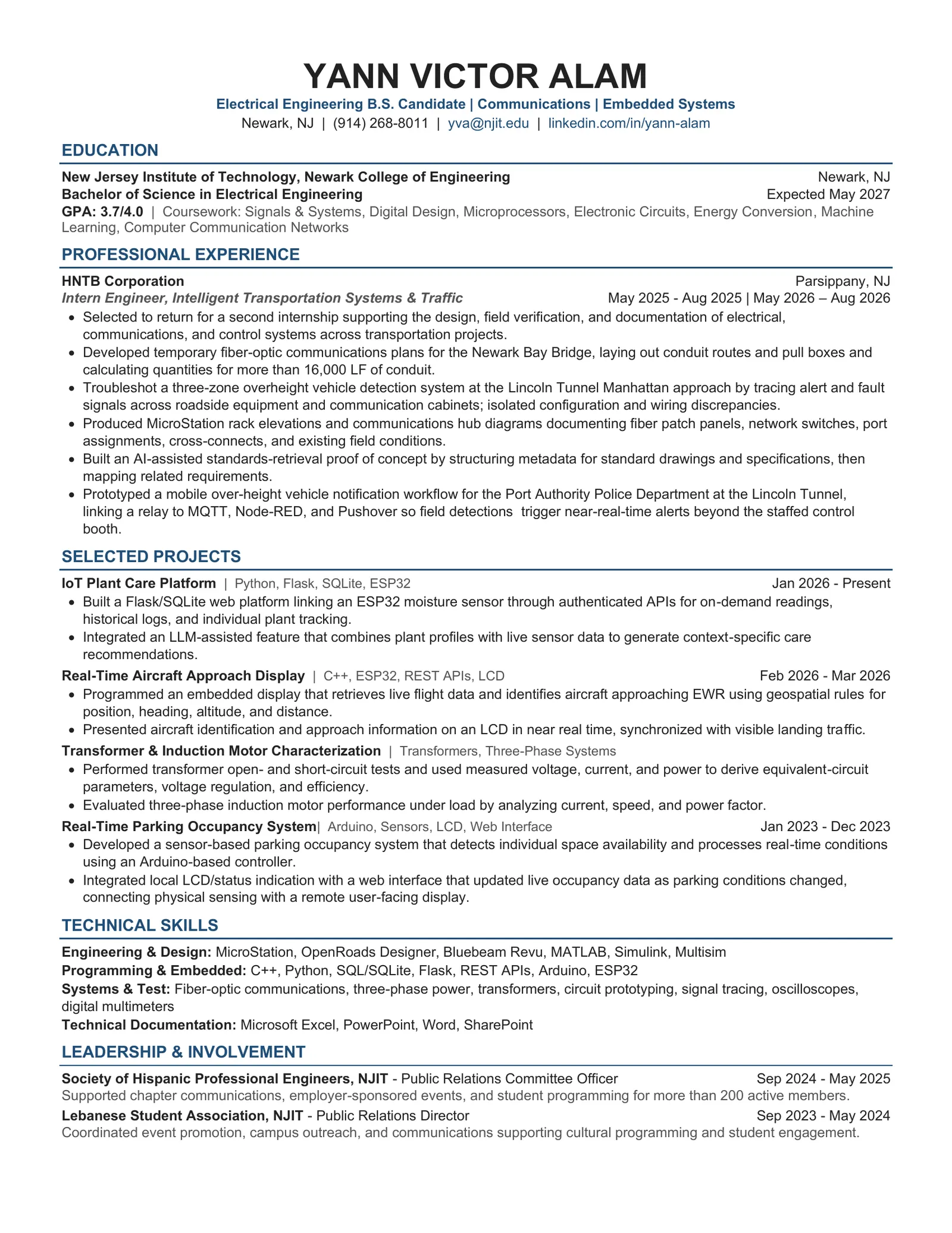 Yann Alam's resume, page 1. Use Download to get the PDF.